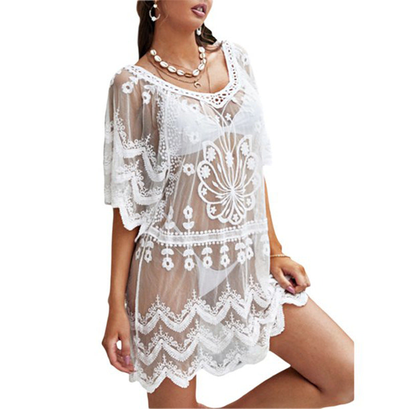 Women Sexy Vacation Beach Lace Perspective Bikini Cover-Up