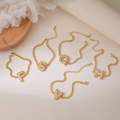 Fashion 26 Zircon Alphabet Bracelet