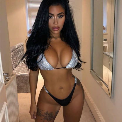 Bikini sexy con diamantes de imitación para mujer - Opciones de varios colores