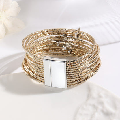 Women Fashion Creative Multi-Layer Five-Pointed Star Leather Bracelet