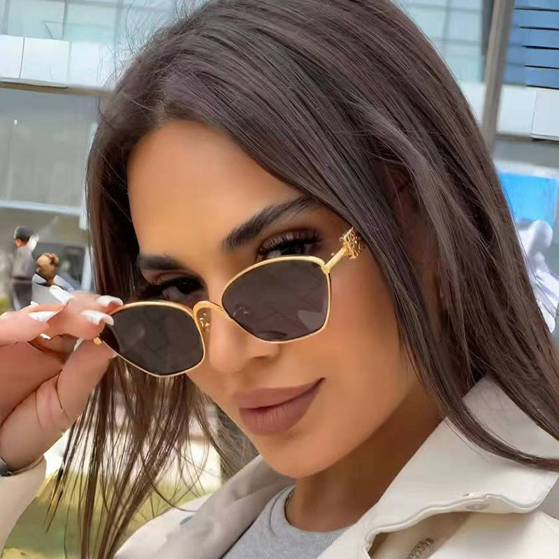 Gafas de sol poligonales con montura metálica sencilla