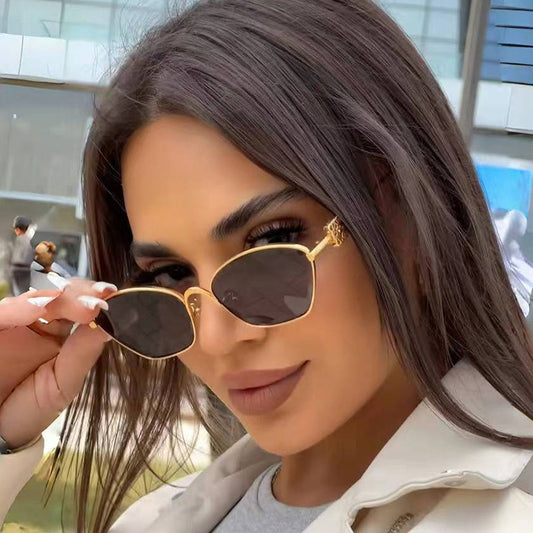 Simple Metal Frame Polygon Sunglasses