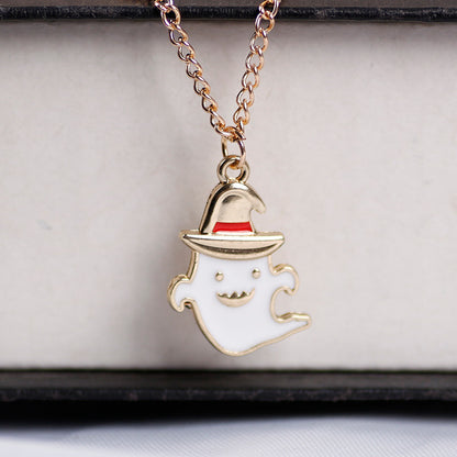 Collar con colgante de fantasma y sombrero de Halloween para mujer