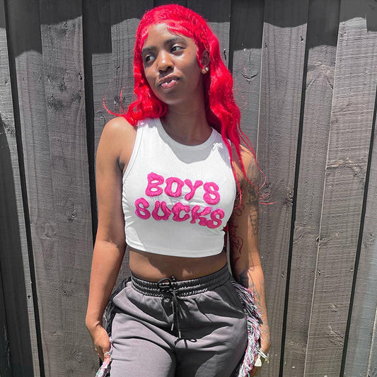 Women Fashion Sexy Letter Printed Short-Sleeve Crop Top