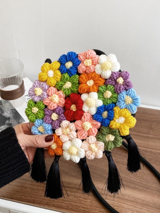 Bolso bandolera con borlas étnicas bohemias