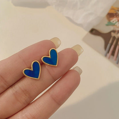 Women Fashion Simple Blue Love Earrings