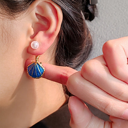 Fashion Pearl Shell Sea Earrings Steel Titanium