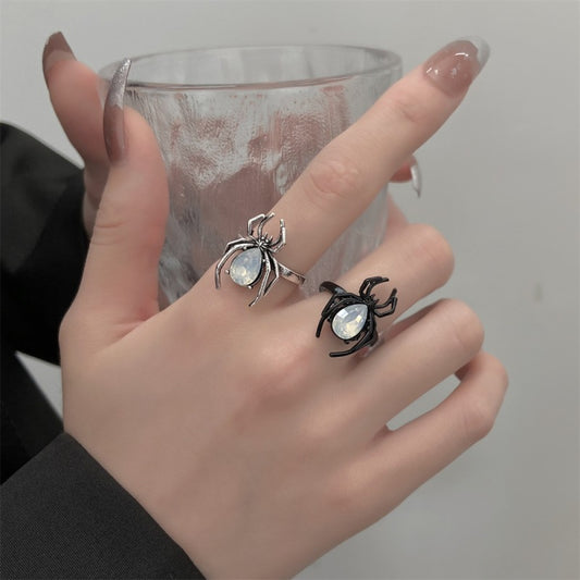 Bagues araignées vintage en imitation de pierres précieuses pour femme, mode Halloween