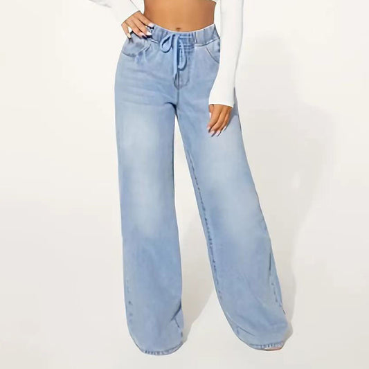 Women Casual High Waist Wide Leg Denim Jeans