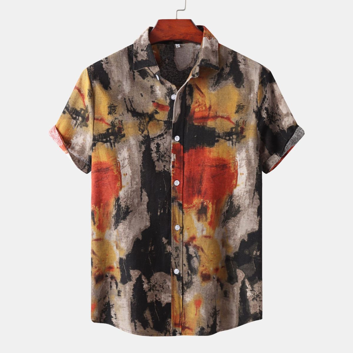 Camisa informal de solapa de moda de verano para hombre