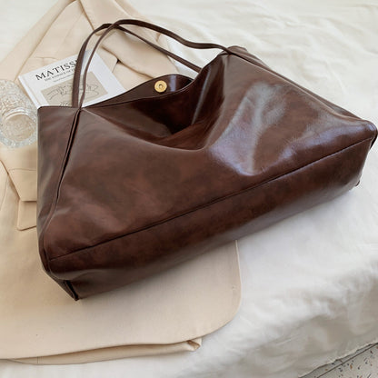 Bolso tote informal sencillo de piel de color liso para mujer