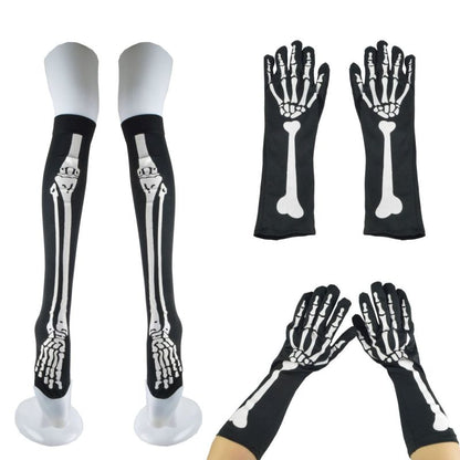 Conjunto de guantes y medias de calavera para cosplay de Halloween