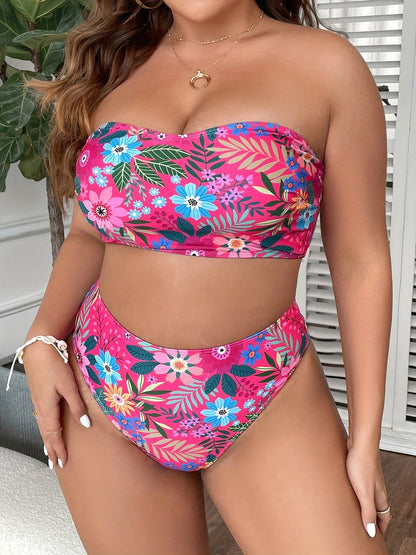 Maillot de bain bikini sexy grande taille à imprimé floral pour femmes