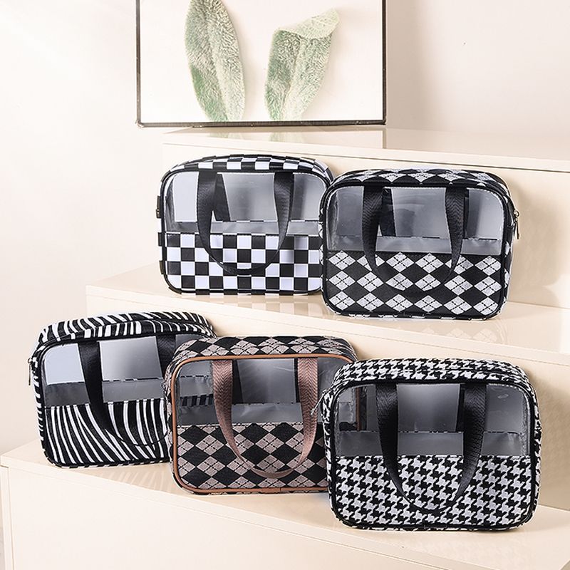 Bolsa de cosméticos impermeable con diseño de pata de gallo