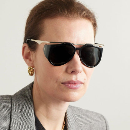 Gafas de sol cuadradas con montura grande de metal geométrico para mujer