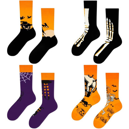 Calcetines unisex de algodón jacquard de Halloween hasta la pantorrilla