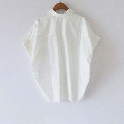 Women Casual Short-Sleeve Blouse Polyester Lapel