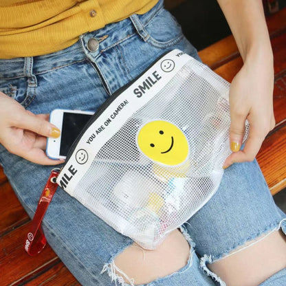 Bolsa de cosméticos de malla impermeable de PVC para mujer