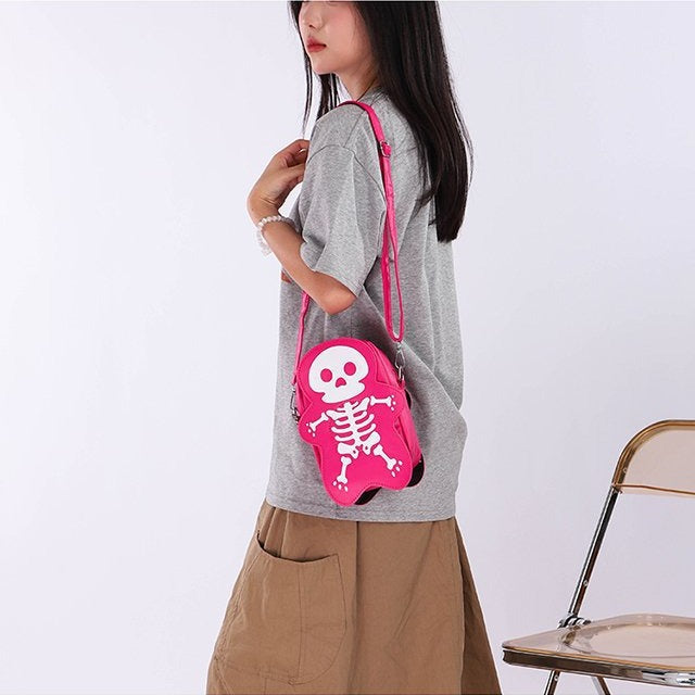 Bolso de hombro con estampado de calaveras, creativo y gótico de Halloween