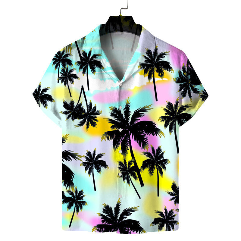 Men Fashion Casual Vacation 3D Palm Tree Print Shirt