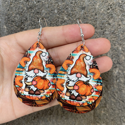 Pendientes colgantes de madera con diseño de calavera para Halloween para mujer