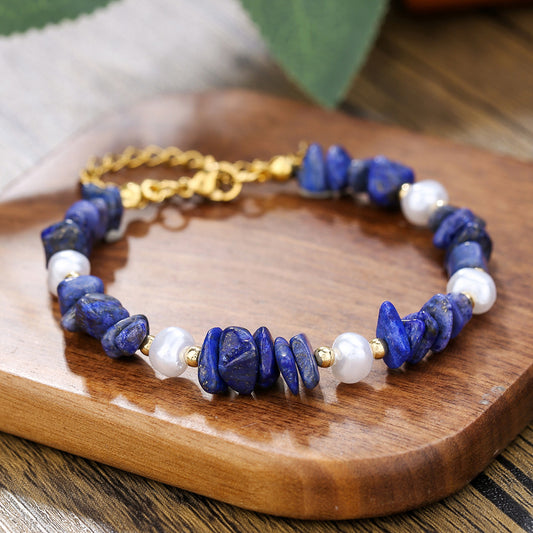 Vintage Women Crystal Pearl Beaded Bracelet