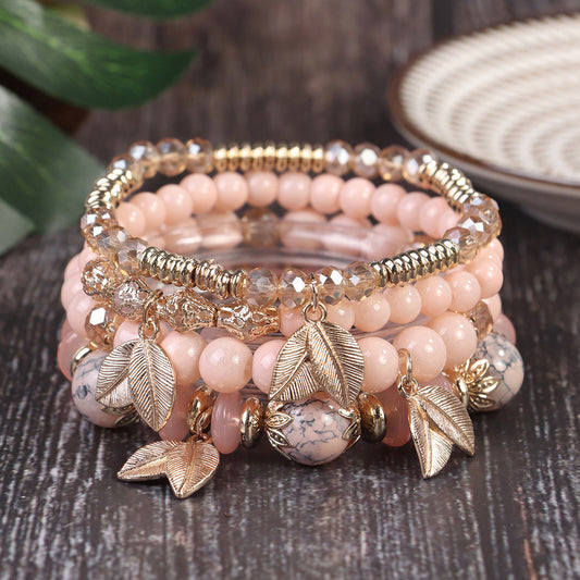 Conjunto de pulseras multicapa con cuentas bohemias