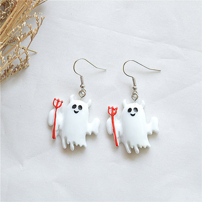 Pendientes de calavera de demonio y zombi para mujer, de Halloween