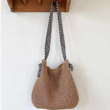 Bolso de hombro bohemio informal tejido de gran capacidad