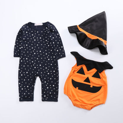 Kids Baby Romper With Pumpkin Bat Pattern Cotton