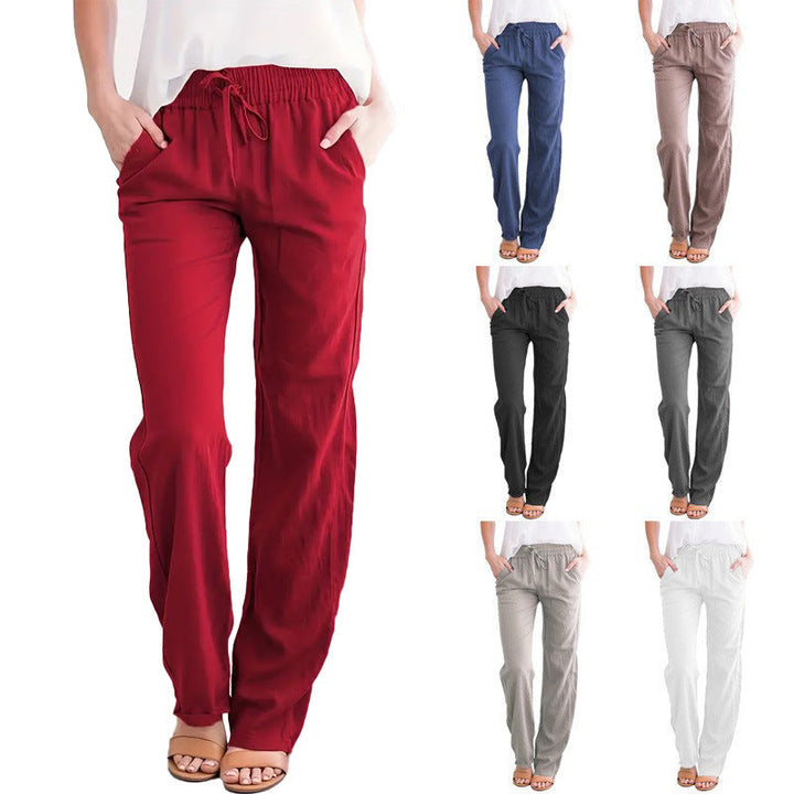 Pantalones de lino azul claro