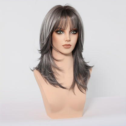 Fashion Stylish Medium Long Wig With Stylish Bang