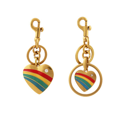 Rainbow Heart Rhinestone Bag Hanging Pendant Key Chain