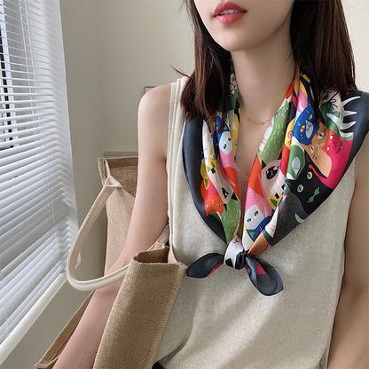Bufanda cuadrada estampada de moda para mujer, 70 cm, ligera y envolvente