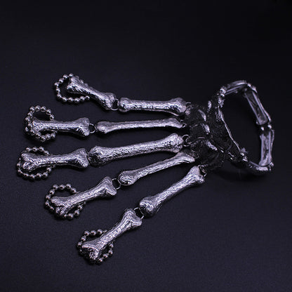 Pulsera de hueso de dedo con esqueleto exagerado estilo punk para mujer