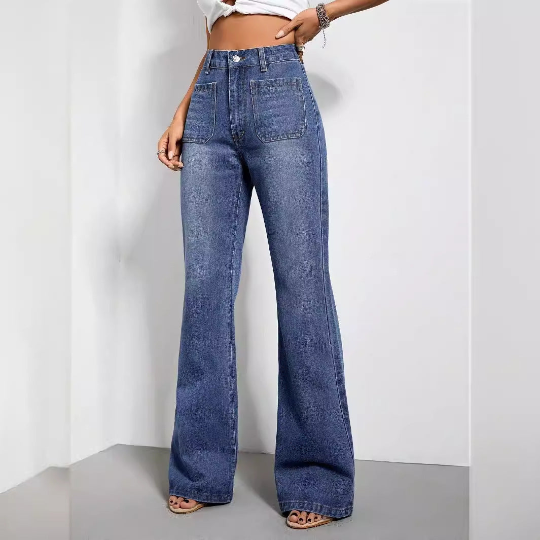 Women Fashion Straight Loose High Waist Jeans