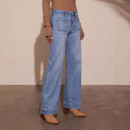 Jean droit à jambe large et rétro pour femme