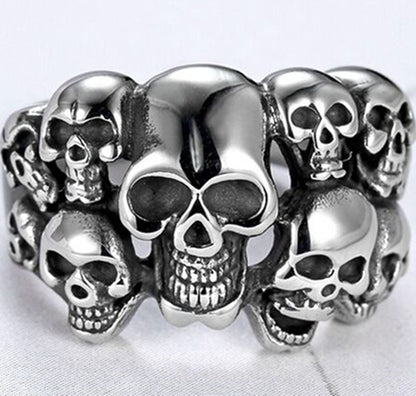 Anillos de metal unisex vintage con múltiples calaveras para Halloween