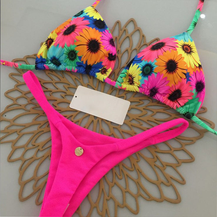 Maillot de bain bikini sexy à imprimé géométrique pour femme