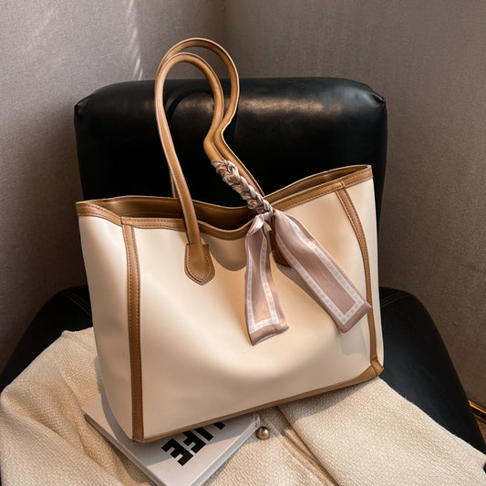 Large Capacity Casual Tote Bag - Color Contrast