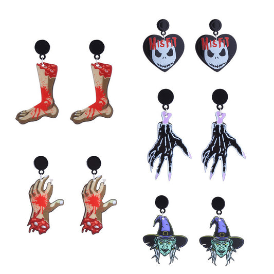 Halloween Women Funny Horror Ghost Bloodstain Acrylic Earrings