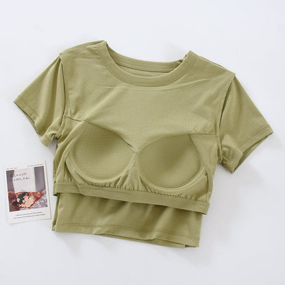 Women Fashion Solid Color Blank T-Shirt - Round Neck Short Sleeve