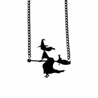 Collar con colgante de pez gato negro de moda para Halloween para mujer