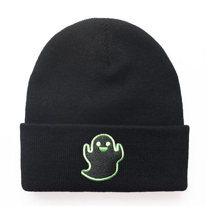 Halloween Cartoon Ghost Embroidered Knitted Hat