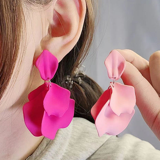 Bohemian Solid Color Petal Tassel Acrylic Earrings