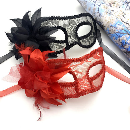 Women Fashion Side Floral Lace Face Halloween Mask