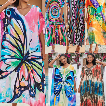 Traje de baño informal con estampado de mariposas para playa y vacaciones para mujer