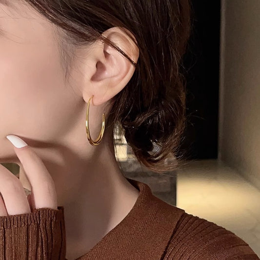 Exaggerated Elliptical Copper Earrings