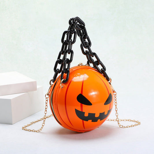 Bolso bandolera de acrílico con diseño de calabaza y diablo para Halloween, creativo y moderno.