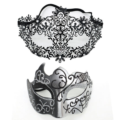 Masquerade Carnival Black Half Face Diamond Mask